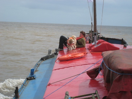 At sea